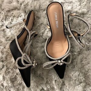 Public Desire | Shoes | Public Desire Black Wrap Diamante Bow High Heels |  Poshmark